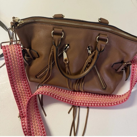 Rebecca Minkoff Large Moto Satchel – Tan Pebbled Leather Handbag Revolve - Picture 3 of 7